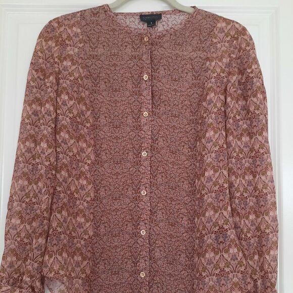 Carlisle Collection Floral Silk Blouse Top size 0  (XS US) - Picture 1 of 7
